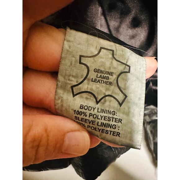 SAMANTHA SIPOS Black Ribbed 100% Leather Biker Cropped Jacket Size Extra Small - Picture 11 of 11